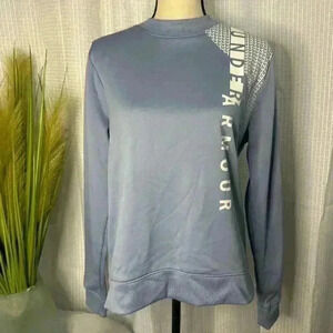 Under Armour Women's Large Synthetic Fleece Crew Word Mark, Washed Blue